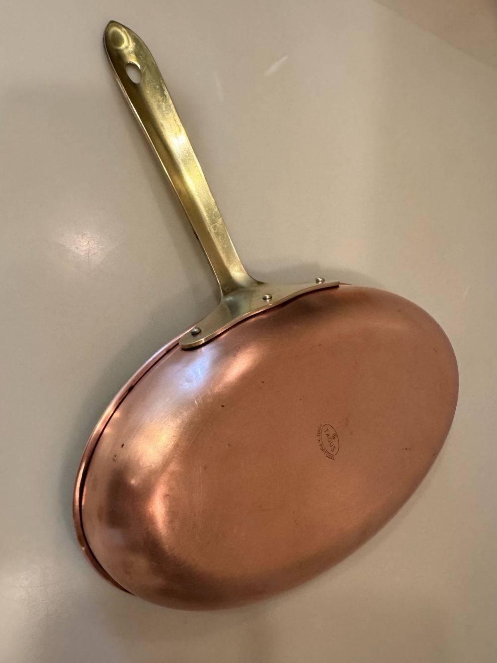 Tagus Vintage Copper 8” x 5”  Skillet With Brass Handle Made In Portugal